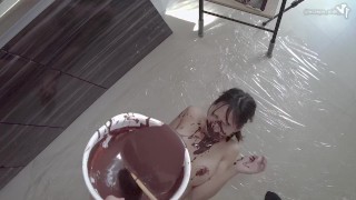 ドS彼氏に全身チョコまみれにされちゃった♡生チョコ大量挿入…ハッピーバレンタインっ！！（日本人素人）