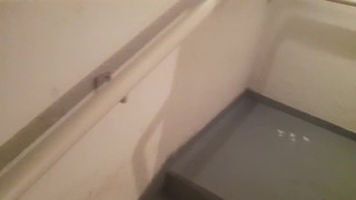 Second cumshot on the roof of the building in the same day - jerking off my 18cm cock