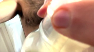 Big Dick latin dude edging with fleshlight toy. Hairy masculine bearded man with Big Dick!