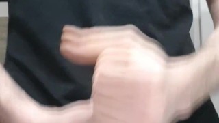 White uncut big dick cums a big load