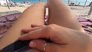 SHOWING MY PUSSY ON THE BEACH – MEN CAN’T STOP LOOKING