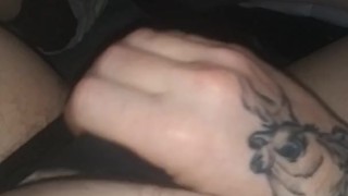Jacking off in spandex black thong