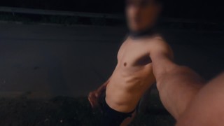 jerking off and cumming in the street, almost caught