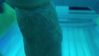 Cum fountain in tanning bed