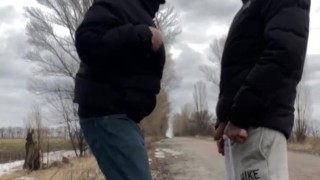 OUTDOOR GAY SUCKING WITH CUM