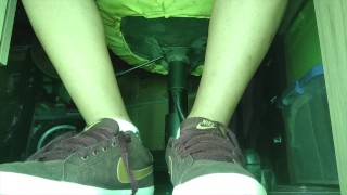 SPORT WHITE SOCKS AND MALE FEET UNDER MY DESK