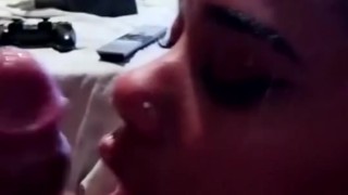It's incredible how good my cum looks on her face [POV BLOWJOB WITH FACIAL]