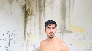 Spiting and jerking / exhib outdoor masturbation