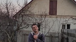 Winter walk in the evening garden