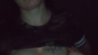 Fucking my mouth and pussy with glow sticks