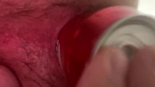 My greedy ass makes a beer disappear all the way without lube. Amateur anal Gape. Objects insertions