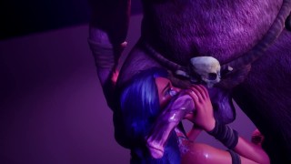 Furry monster with a huge horsecock | put a dildo on the table