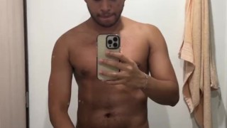 Latín Guy Enjoying His Dick Before Taking a Shower