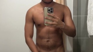Latín Guy Enjoying His Dick Before Taking a Shower