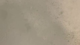 Smooth Femboy Cums in the Bath after Shaving Cock and Balls