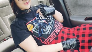 Femboy gets caught jerking in car