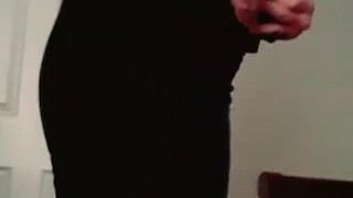 Cross dresser feeling sexy dressed up in skirt and lingerie