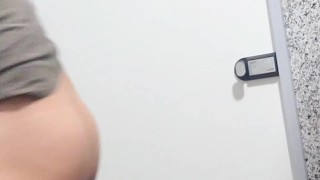 Handjob in college bathroom