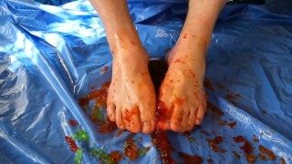 Manly Male Feet With Jello and Whipped Cream