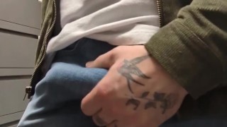 Teasing my cock at work | Almost caught!