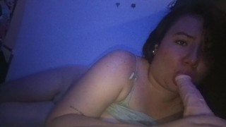 Colombian girl moving her buttocks and riding with her toy