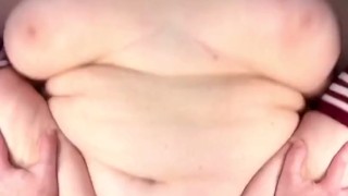 Nerdy BBW MILF gets a creampie wearing glasses & thigh high socks