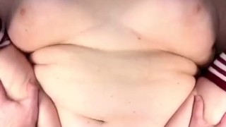 Nerdy BBW MILF gets a creampie wearing glasses & thigh high socks