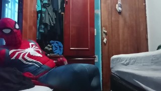 Masturbating in my spiderman suit