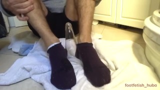 Polishing my stepmother’s vase foot job socks