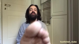 Vacuuming stinky feet with nose self foot sniffing