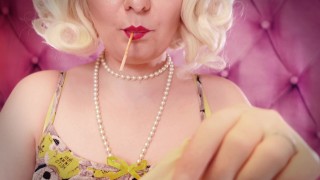 ASMR video: MILF wearing double layer medical gloves and showing braces. 4k video fetish sounding.