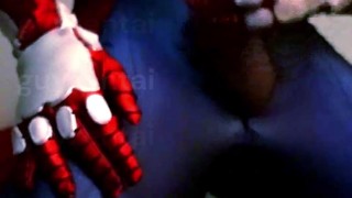 spiderman jerk off and cum in ps4 replica suit