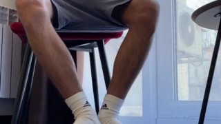 HAIRY LEGS WHITE SOCKS HANDJOB