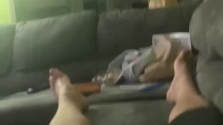 Masturbating then cuming on chest/face and in mouth!