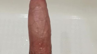 I wash my erect dick.