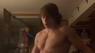 big dick muscular teen playing with toy