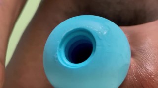 Teen boy using stroker
