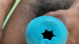 Teen boy using stroker