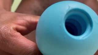 College twink edging with blue toy