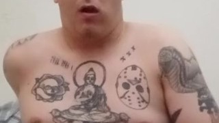 Solo masturbation with lotion and cum shot