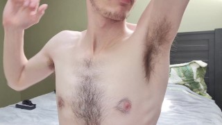 Sexy guy sniffs and licks hairy armpits
