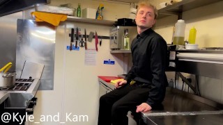 Head chef fucks boy in restaurant kitchen