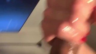 Jerking off with huge cumshot