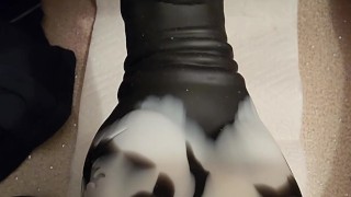 ChiTwnJenny wrecks my ass and rearranges my insides with 13" horse dildo