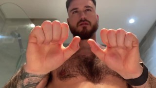 Hand fetish - sweaty palms and wet hands on mirror noise