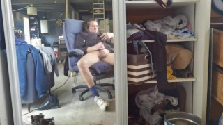 handjob in front of the mirror and cumshot