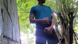 Almost caught masturbating outdoor