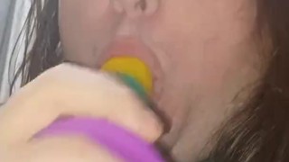 Sean sucks on a pride cock n about to piss on it