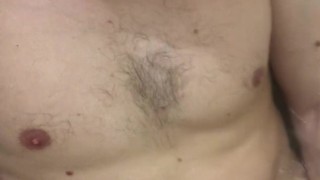 Muscular man cums in the bathroom! Underwater cum shot! Pissing on myself!
