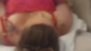 Filming Sexy Busty Brunette In Her Nightgown (Cleavage and Panty Tease)